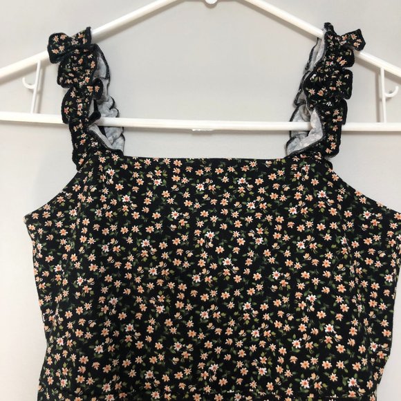 Black Floral Skater Dress, Size Medium - Picture 3 of 3